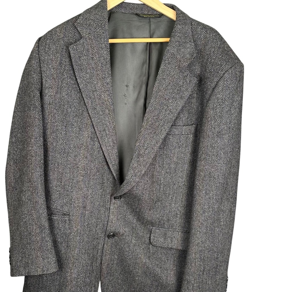American Trend Mens Lambswool Blend Herringbone Blazer Grey Sport Coat USA Made